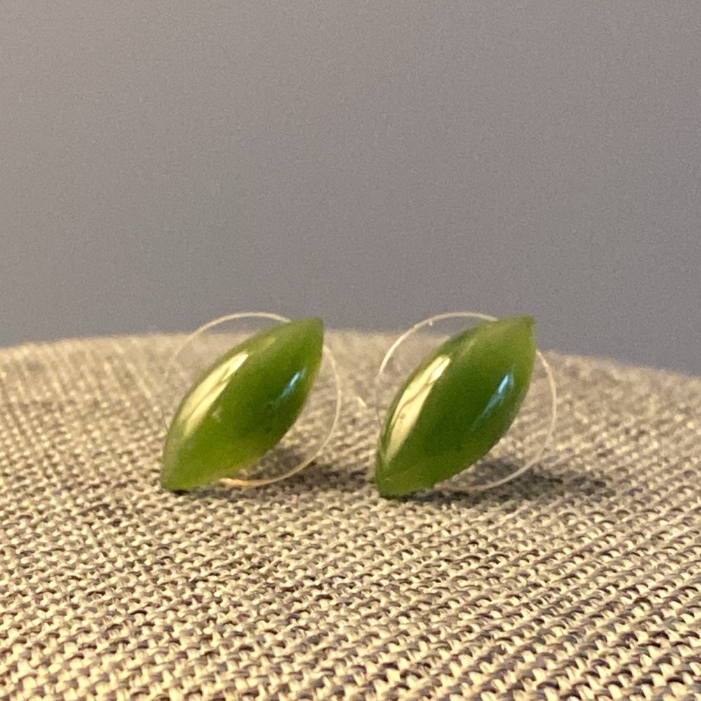 Elegant Jade Marquis Stud Earrings